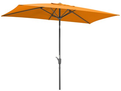 Schneider Sonnenschirm Tunis in Mandarine, vor weißem Hintergrund.